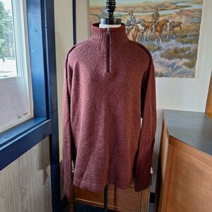 Woolrich 100% Wool/Laine "Cabernet Heather" Knit Half Zip, XL, WPL6635